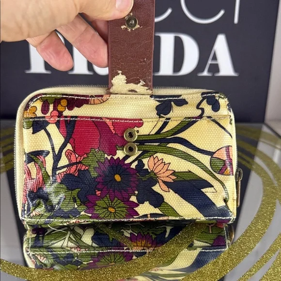 Sakroots Yellow Multi Floral Zip Wallet with Green, Purple & Pink Accents - Picture 9 of 10
